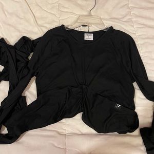 Gymshark black power down tie shirt